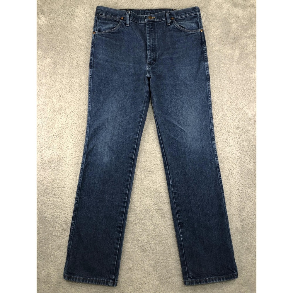 Wrangler Men's Straight Leg Jeans in Dark Blue Denim